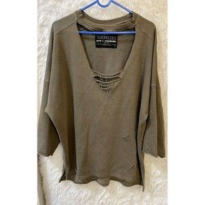 The Narrows Bloomingdales Hoodie Men Medium Olive Green Oversized Sweatshirt rip